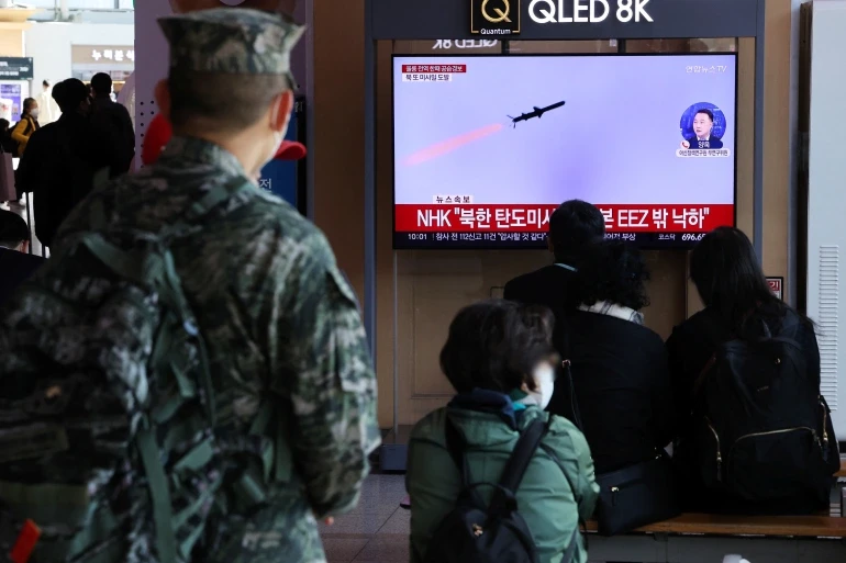   North Korea and South Korea land missiles off each other