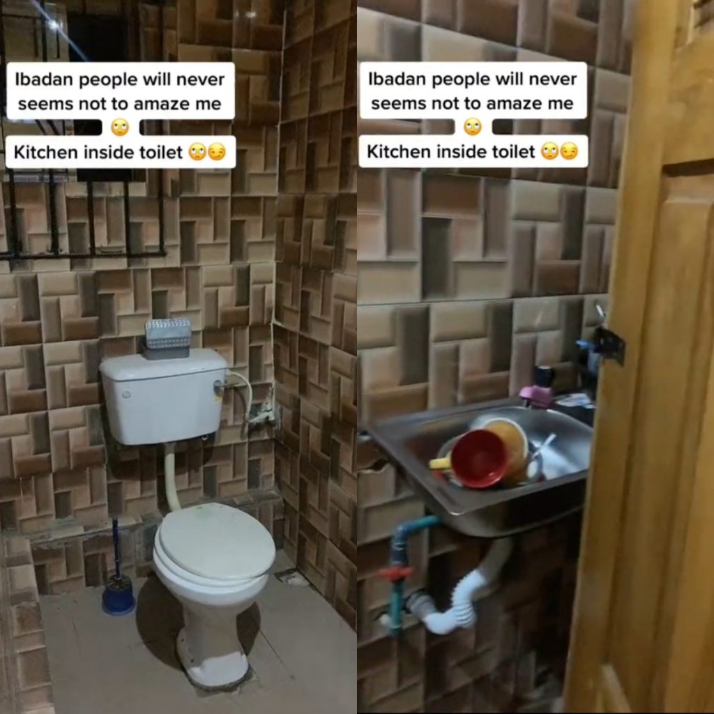 Kitchen built inside toilet in a self-contained apartment in Ibadan (video)