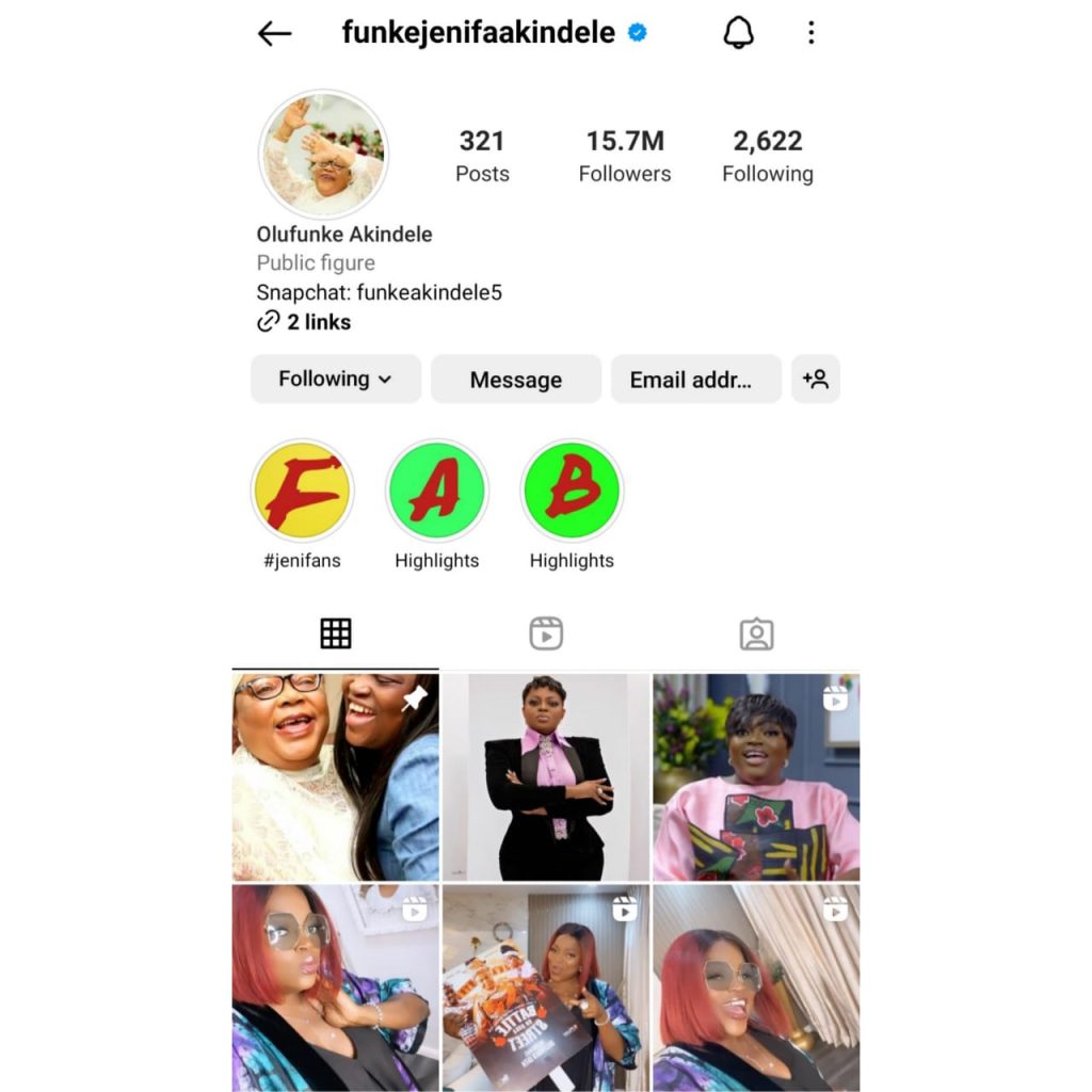 Funke Akindele deletes all politics-related posts on her Instagram page