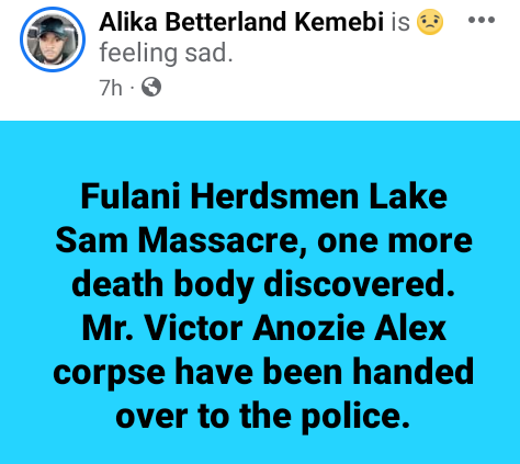 Police recover body of 23-year-old man killed by suspected Fulani herdsmen in Bayelsa community