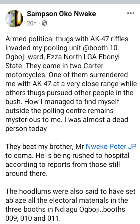 Political thugs beat man to death at polling unit in Ebonyi