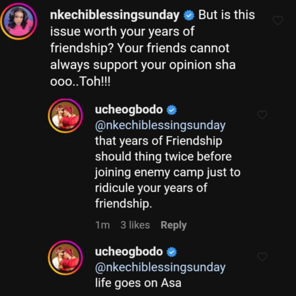 "Friendship should think twice before joining enemy camp" Uche Ogbodo reveals she has blocked Anita Joseph